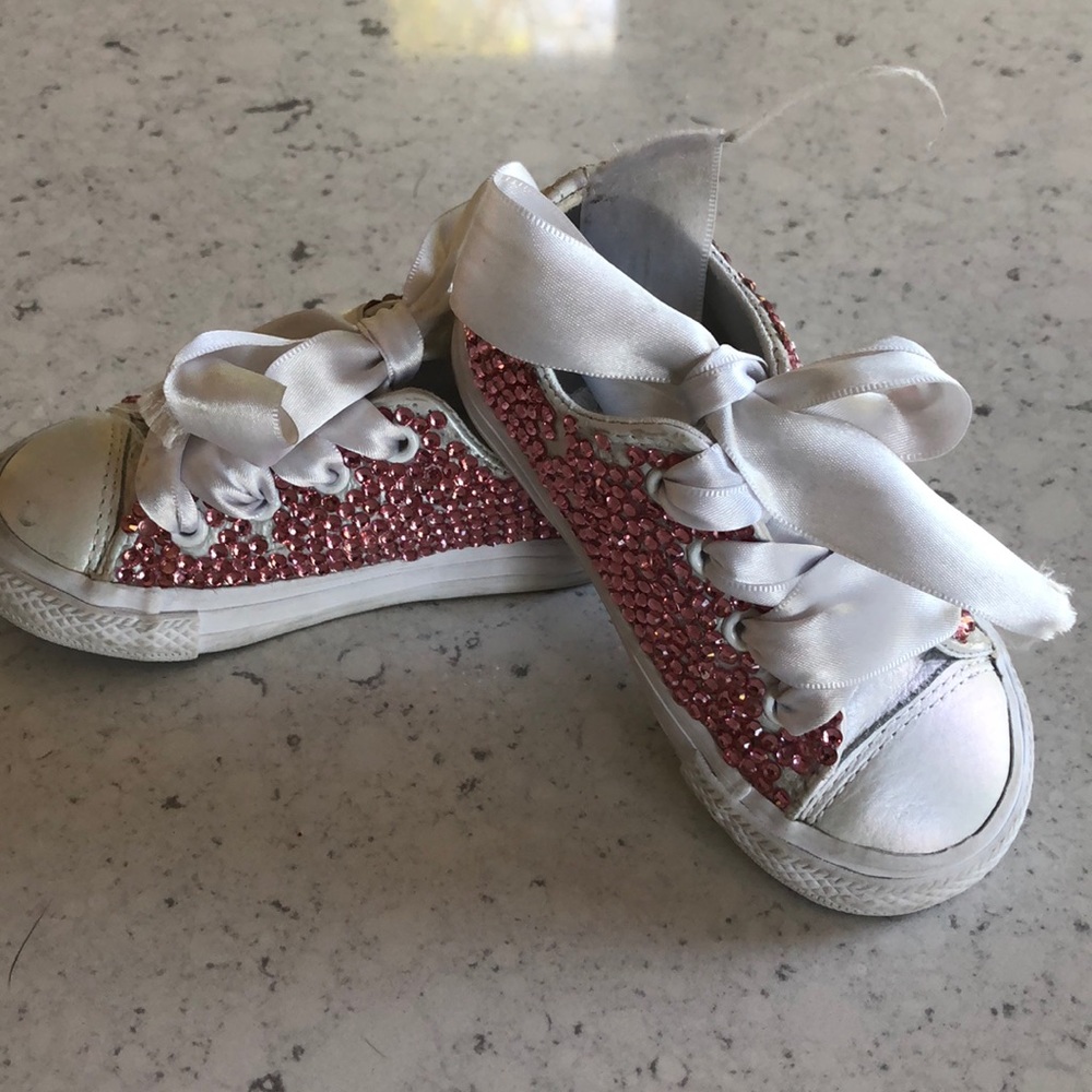 Custom toddler girls converse pink rhinestones